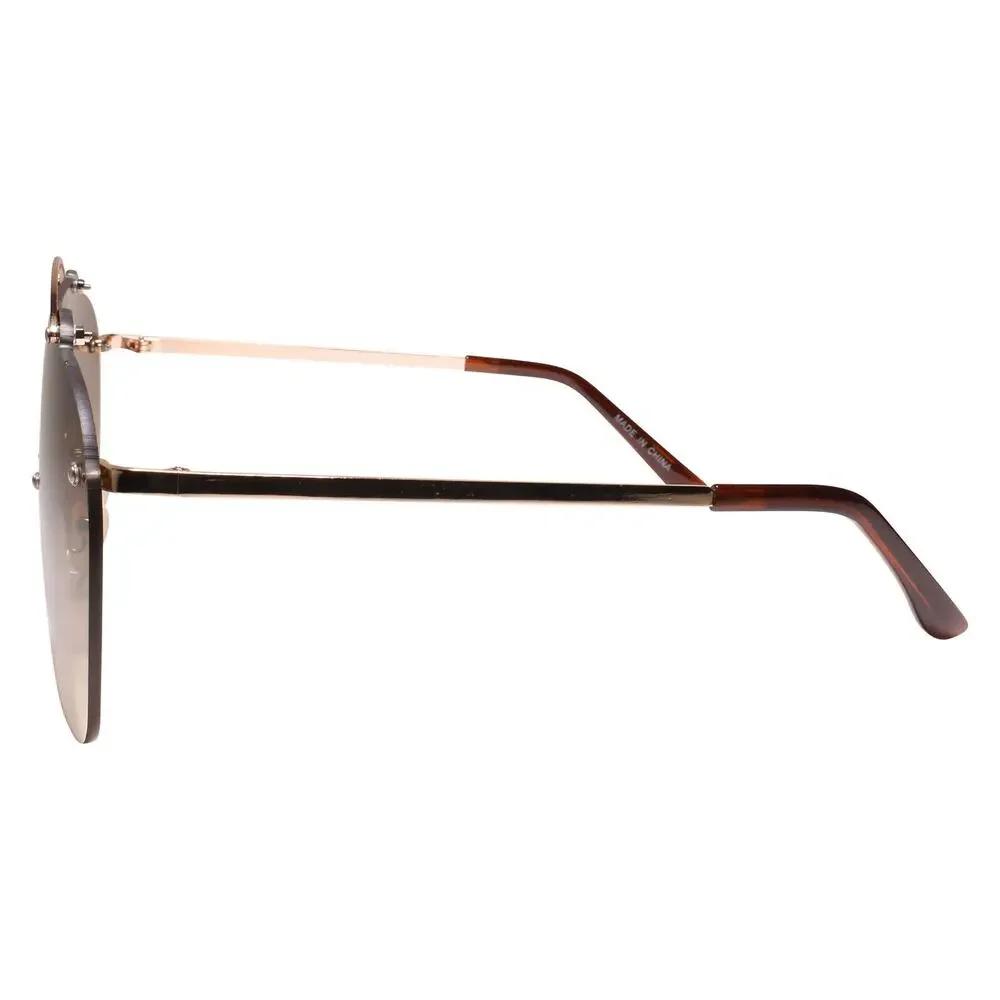 Rimless Mono Lens Brown Aviator Sunglasses